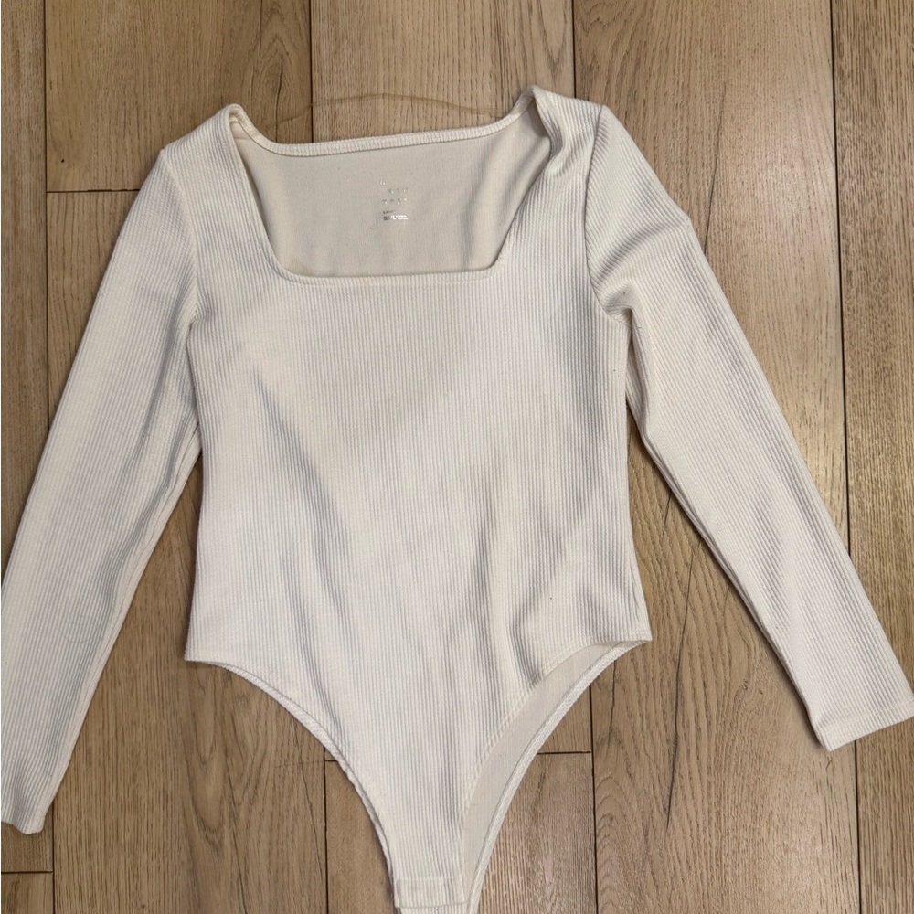 SOLD Cream White Ribbed Bodysuit